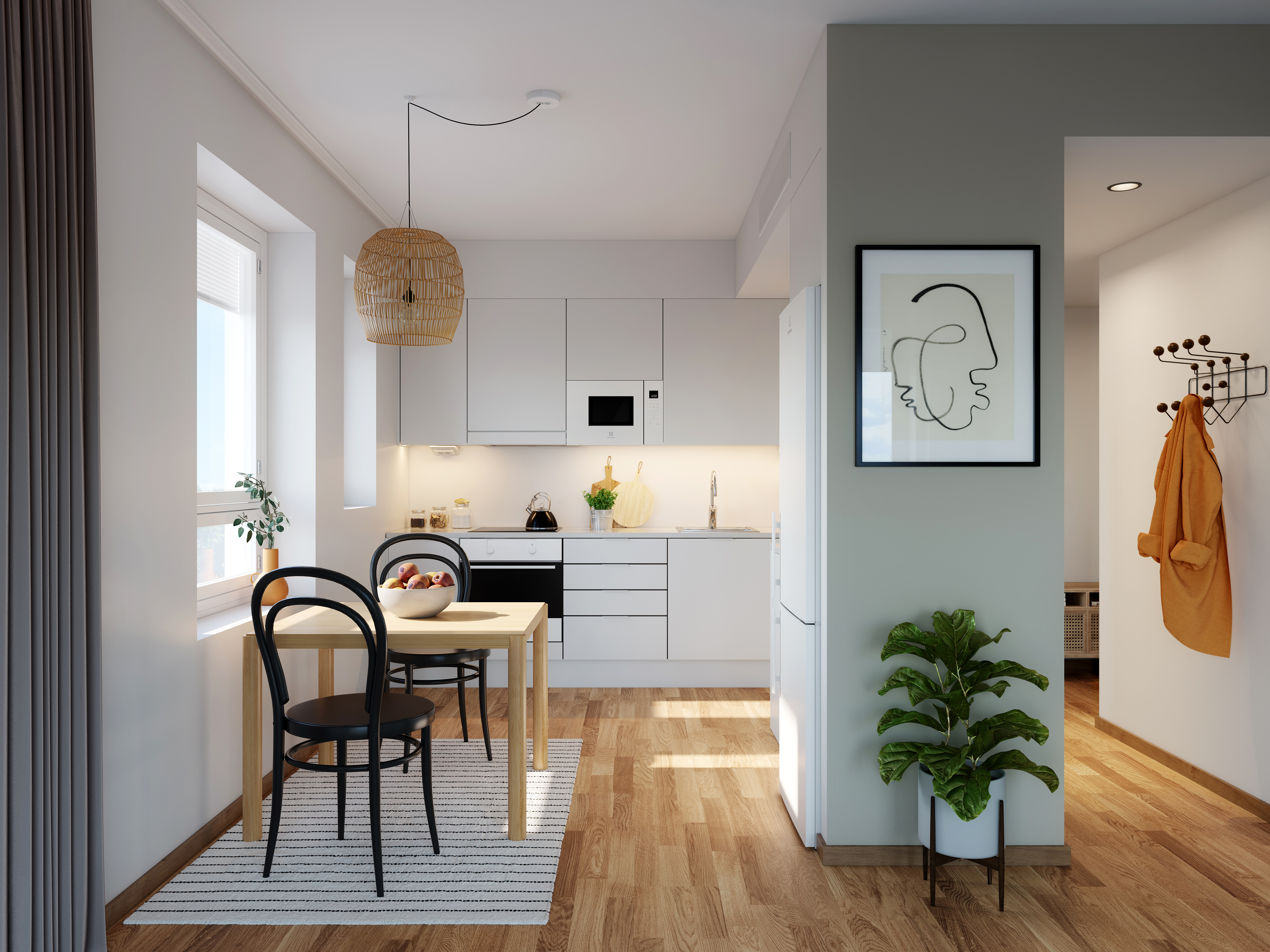Visualisointikuva asunnon A22 keittiöstä