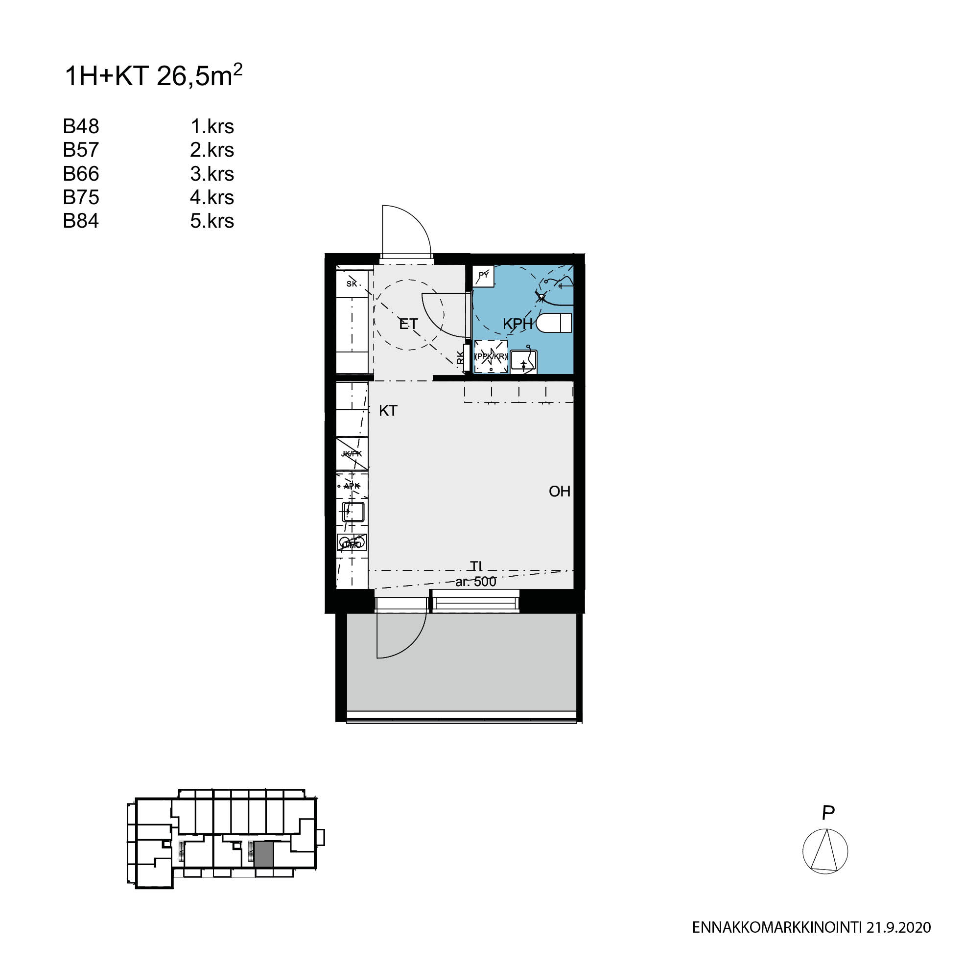 Asunto Oy Tampereen Hatanpään Paronitar - Hatanpään puistokuja 25, 33900, Tampere - 1H+KT / 26.5m2